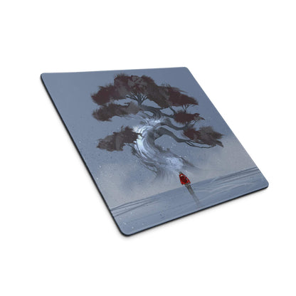 Stormbound Forest Gaming Mouse Pad - Tree Scene Blue Gray Mat Gaming Illustration Atmospheric Mood Desk Decor