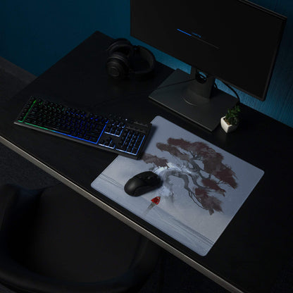 Stormbound Forest Gaming Mouse Pad - Tree Scene Blue Gray Mat Gaming Illustration Atmospheric Mood Desk Decor