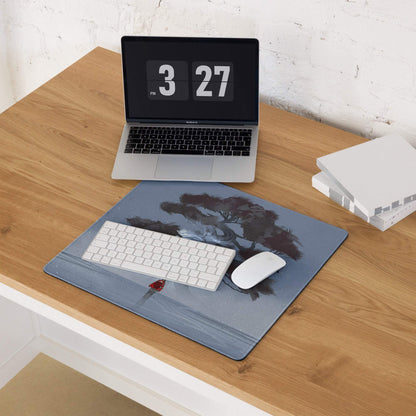 Stormbound Forest Gaming Mouse Pad - Tree Scene Blue Gray Mat Gaming Illustration Atmospheric Mood Desk Decor