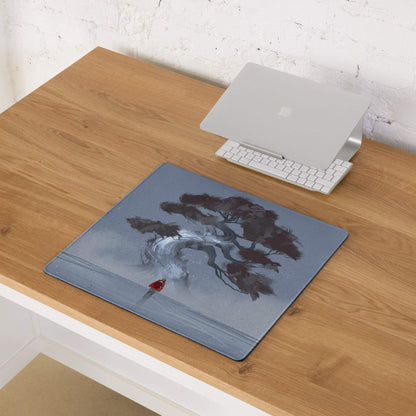 Stormbound Forest Gaming Mouse Pad - Tree Scene Blue Gray Mat Gaming Illustration Atmospheric Mood Desk Decor