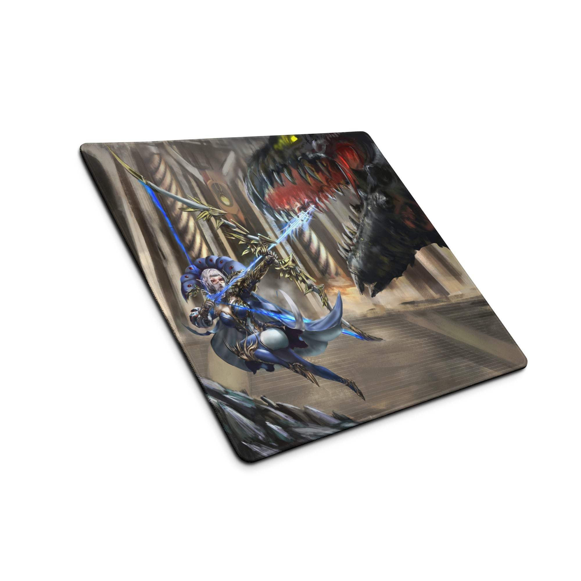 Epic Dragon Battle Gaming Mouse Pad - Dragon Fantasy Blue Black Desk Pad Intense Mood Dark Fantasy Decor Gaming Digital