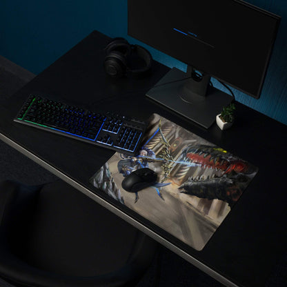 Epic Dragon Battle Gaming Mouse Pad - Dragon Fantasy Blue Black Desk Pad Intense Mood Dark Fantasy Decor Gaming Digital