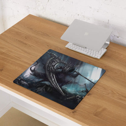 Epic Dark Fantasy Battle Mouse Pad - Gaming Mouse Pad Blue Black Dark Fantasy Digital Art Intense Mood Esports Decor