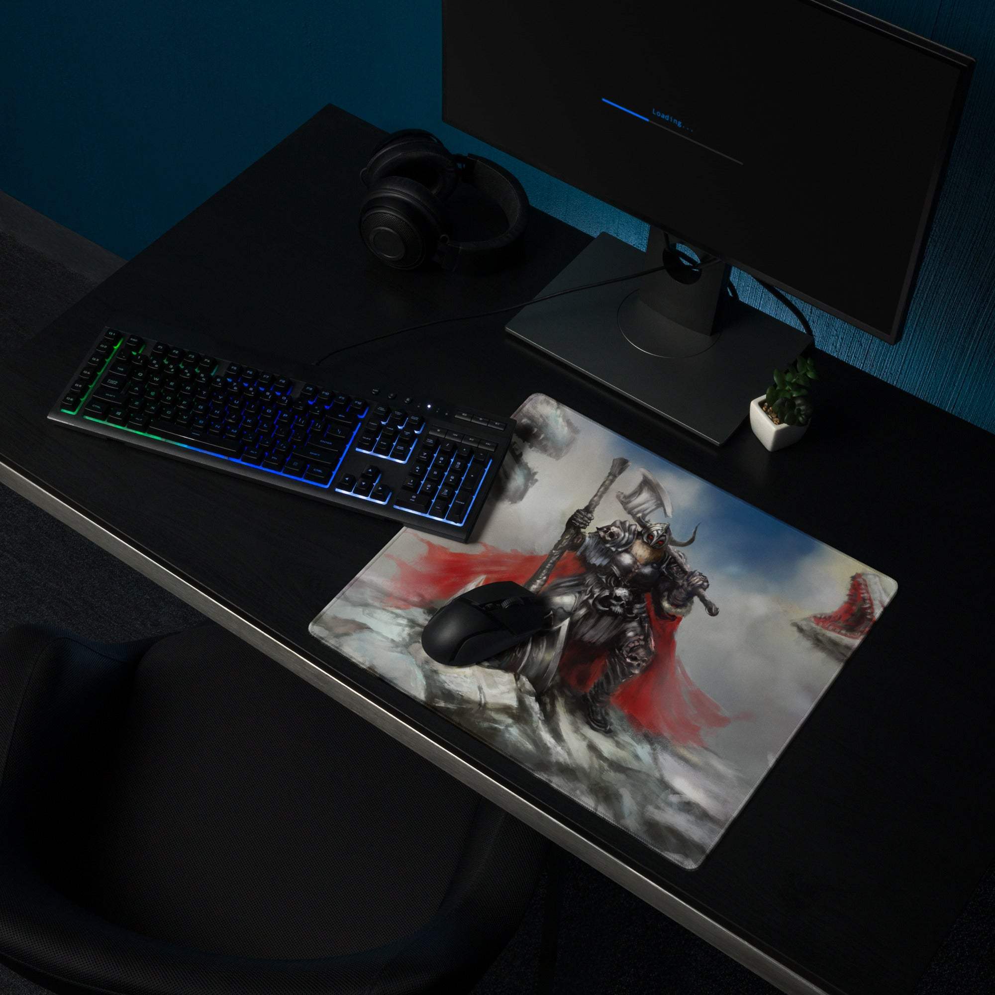 Epic Fantasy Knight Mouse Pad - Knight Battle Mouse Pad Black Red Desk Epic Mood Dark Esports Dota CSGO Digital