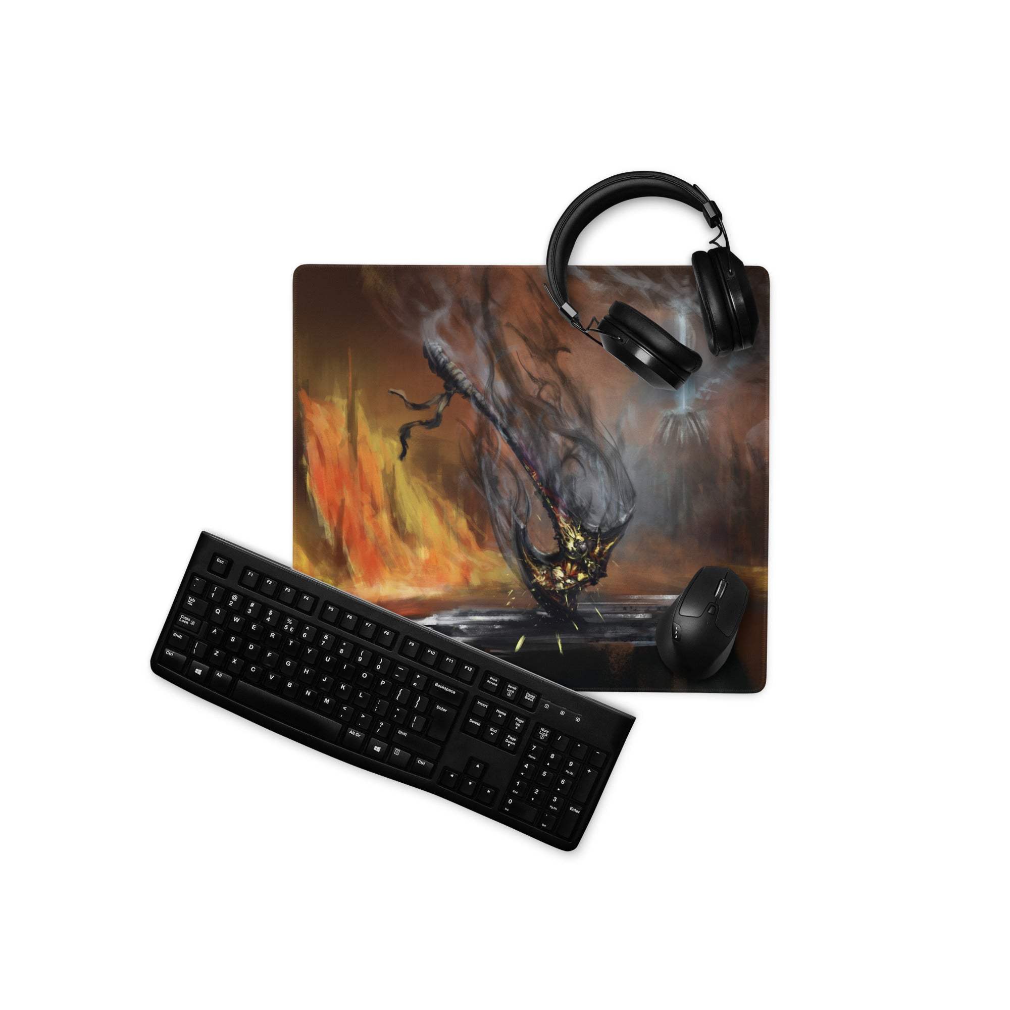 Inferno Dragon Gaming Mouse Pad - Dragon Red Black Gaming Desk Epic Mood Dark Fantasy Gamer Room Esports Digital Art