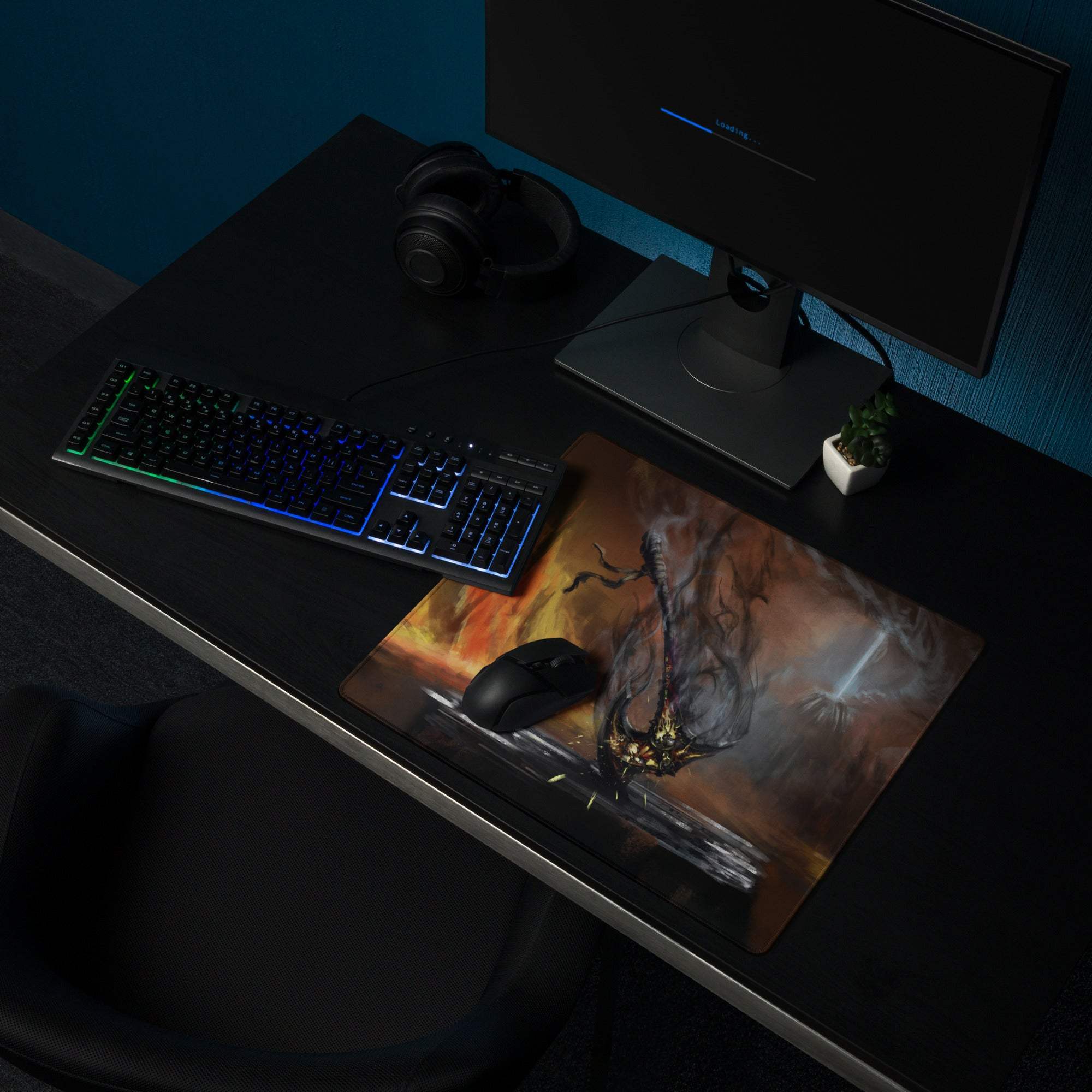 Inferno Dragon Gaming Mouse Pad - Dragon Red Black Gaming Desk Epic Mood Dark Fantasy Gamer Room Esports Digital Art
