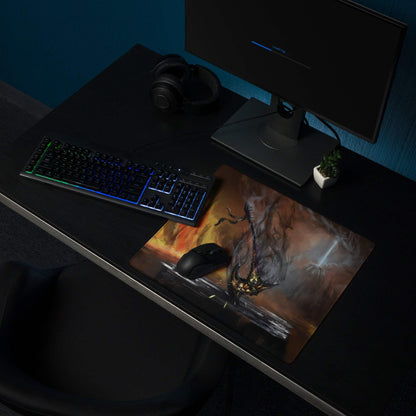 Inferno Dragon Gaming Mouse Pad - Dragon Red Black Gaming Desk Epic Mood Dark Fantasy Gamer Room Esports Digital Art
