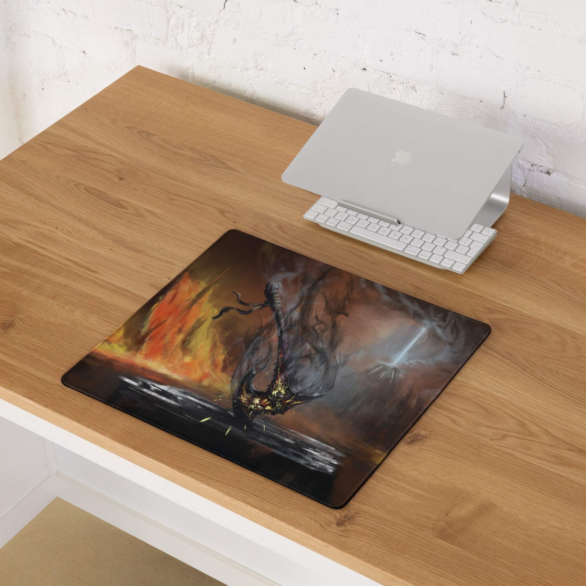 Inferno Dragon Gaming Mouse Pad - Dragon Red Black Gaming Desk Epic Mood Dark Fantasy Gamer Room Esports Digital Art