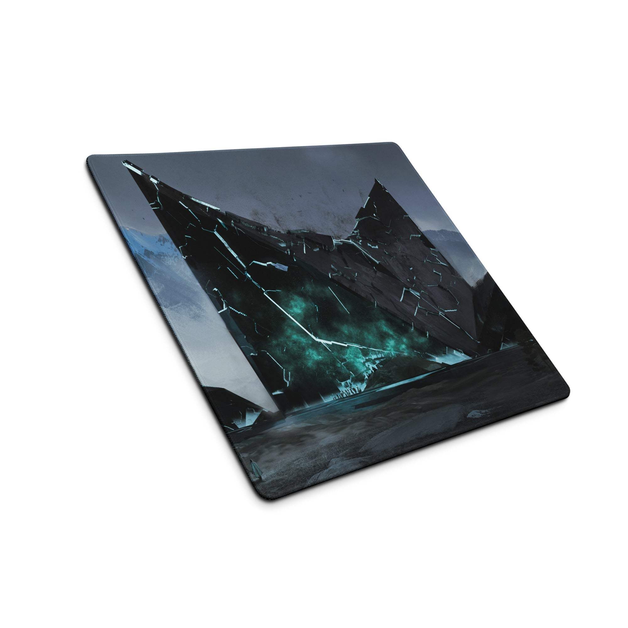 Shattered Crystal Mountains Desk Pad - Shattered Crystal Mountains Blue Gaming Desk Pad Epic Mood Futuristic Decor