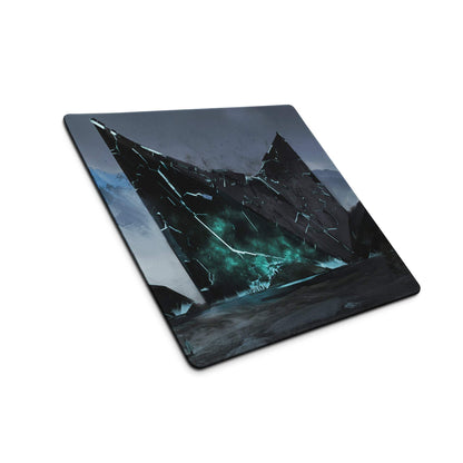 Shattered Crystal Mountains Desk Pad - Shattered Crystal Mountains Blue Gaming Desk Pad Epic Mood Futuristic Decor
