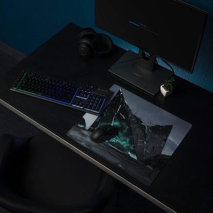 Shattered Crystal Mountains Desk Pad - Shattered Crystal Mountains Blue Gaming Desk Pad Epic Mood Futuristic Decor