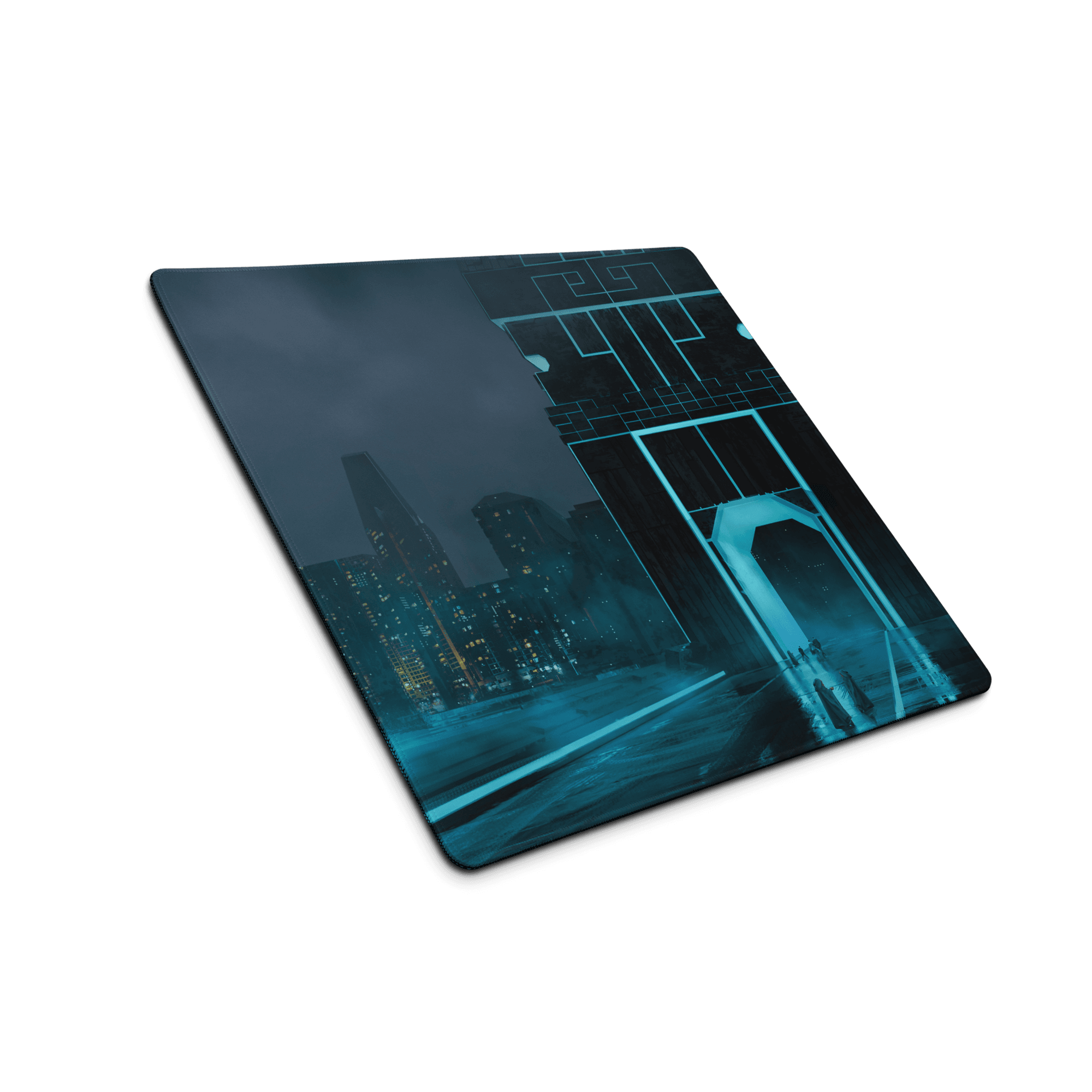 Blue Neon Cyberpunk Pad - Gaming Mouse Pad Blue Neon Cyberpunk Desk Moody Neon Tech Decor Cyberpunk Desk Mat Digital
