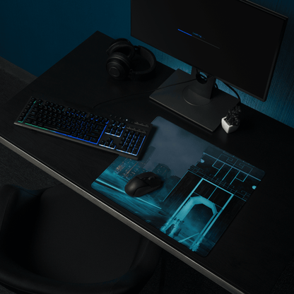 Blue Neon Cyberpunk Pad - Gaming Mouse Pad Blue Neon Cyberpunk Desk Moody Neon Tech Decor Cyberpunk Desk Mat Digital