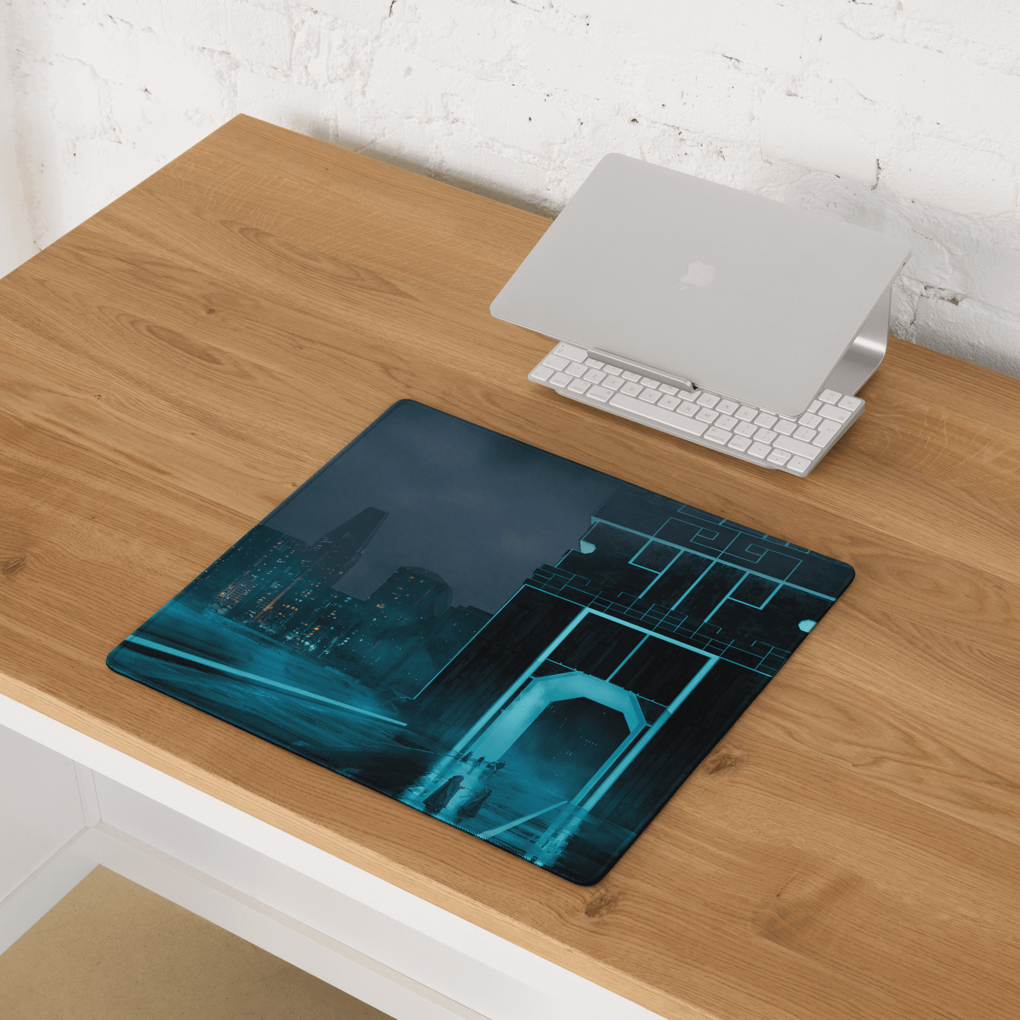Blue Neon Cyberpunk Pad - Gaming Mouse Pad Blue Neon Cyberpunk Desk Moody Neon Tech Decor Cyberpunk Desk Mat Digital
