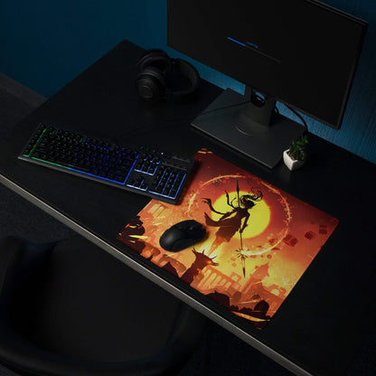 Inferno Aurora Gaming Mouse Pad - Gaming Pad Fiery Red Orange Desk Setup Fantasy Art - Epic Mood Large Size Digital Art