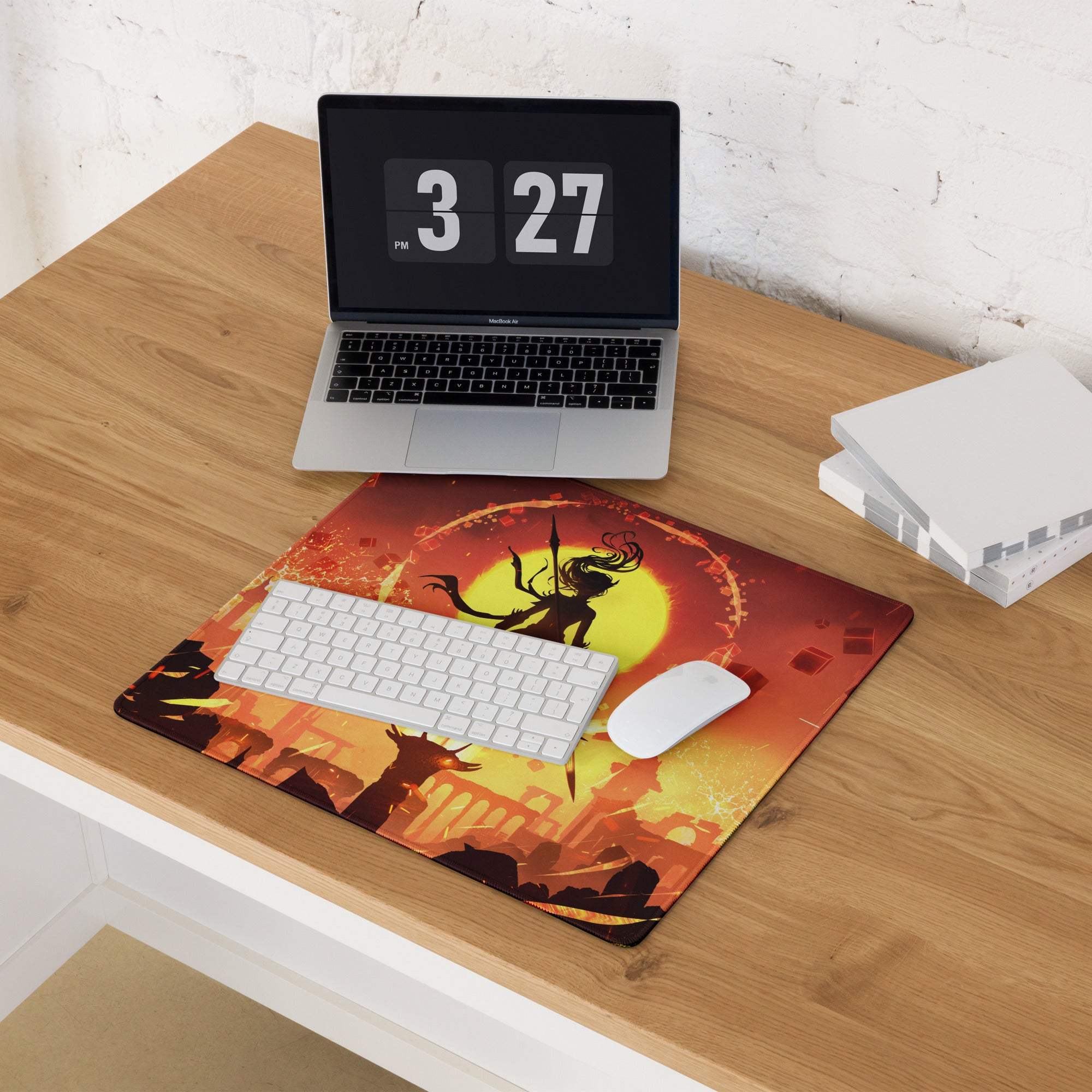 Inferno Aurora Gaming Mouse Pad - Gaming Pad Fiery Red Orange Desk Setup Fantasy Art - Epic Mood Large Size Digital Art