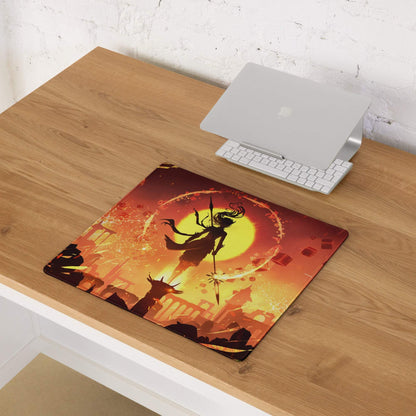 Inferno Aurora Gaming Mouse Pad - Gaming Pad Fiery Red Orange Desk Setup Fantasy Art - Epic Mood Large Size Digital Art