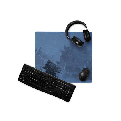 Blue Winter Scene Gaming Pad - Mouse Pad Blue For Gaming Desk Abstract Dynamic Modern Minimal Large Mat Digital Art