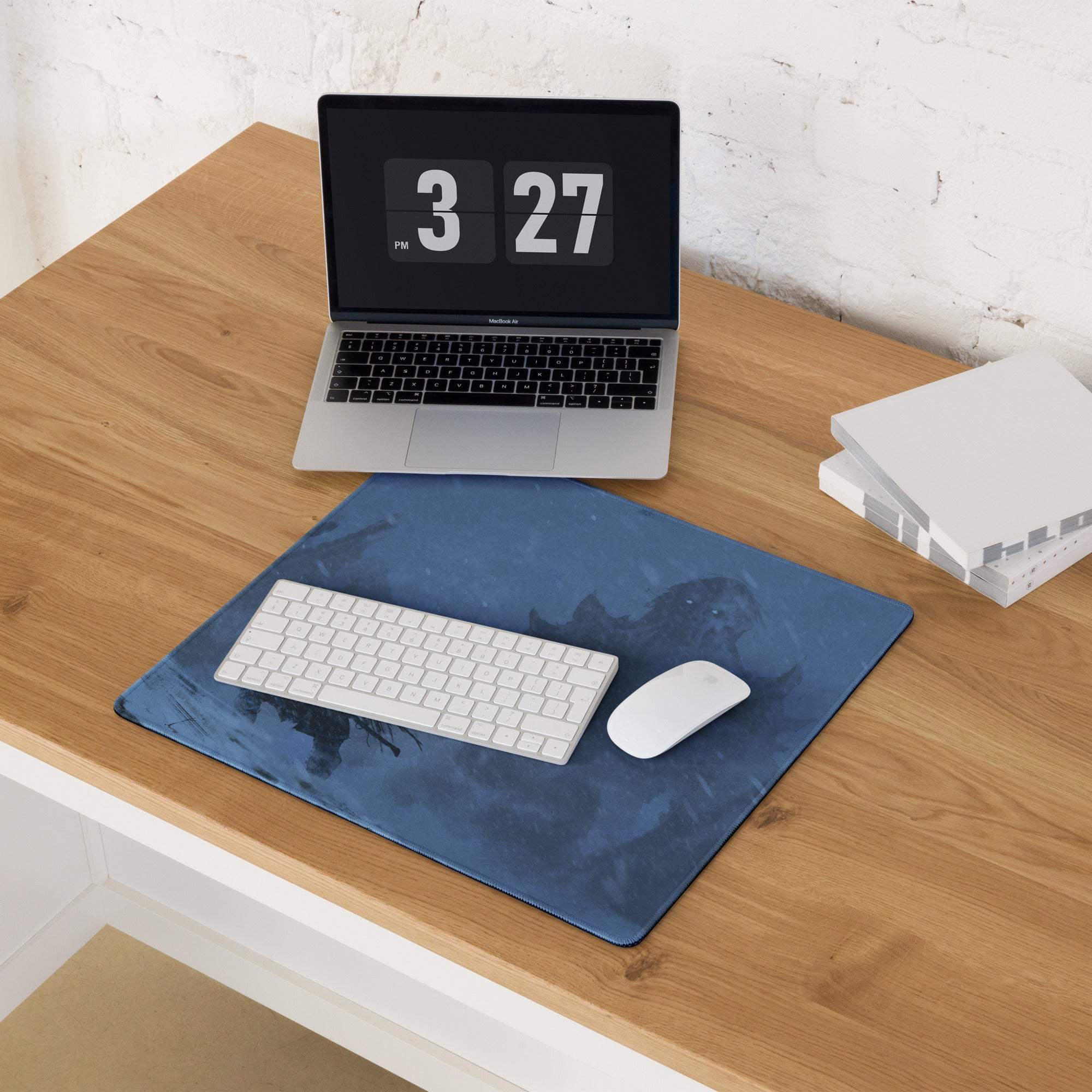 Blue Winter Scene Gaming Pad - Mouse Pad Blue For Gaming Desk Abstract Dynamic Modern Minimal Large Mat Digital Art