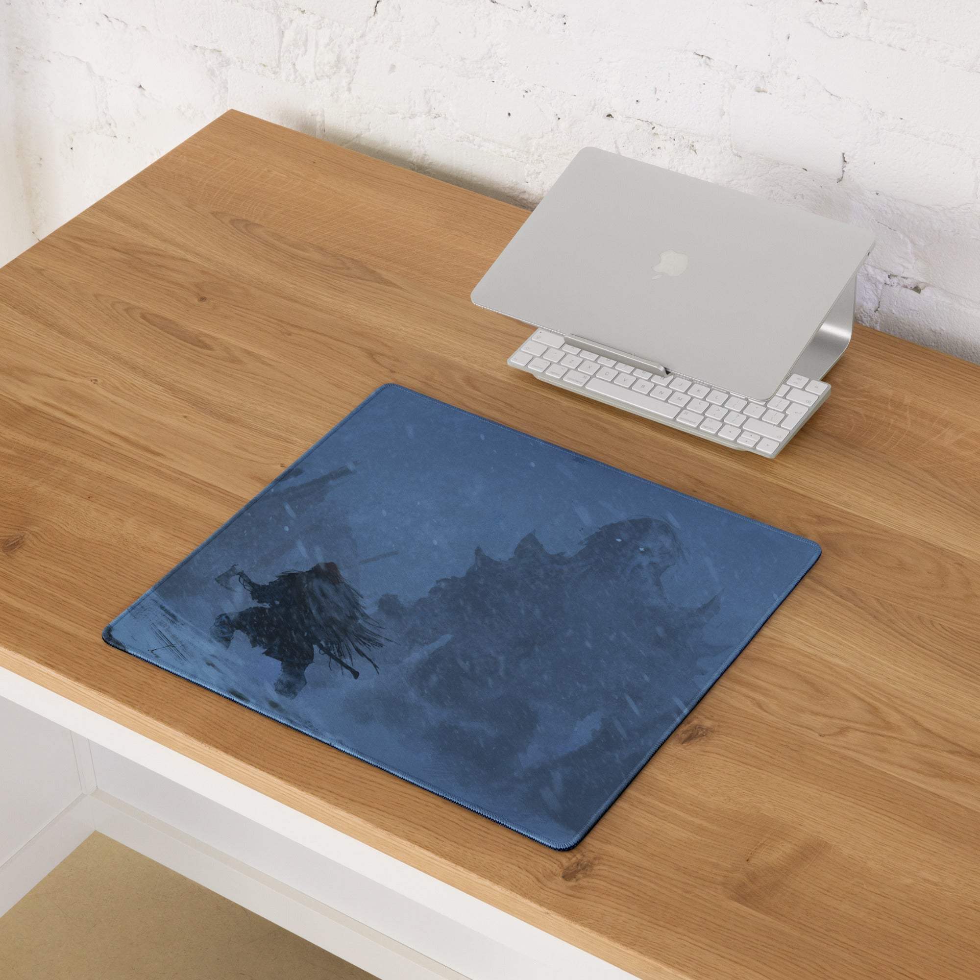 Blue Winter Scene Gaming Pad - Mouse Pad Blue For Gaming Desk Abstract Dynamic Modern Minimal Large Mat Digital Art
