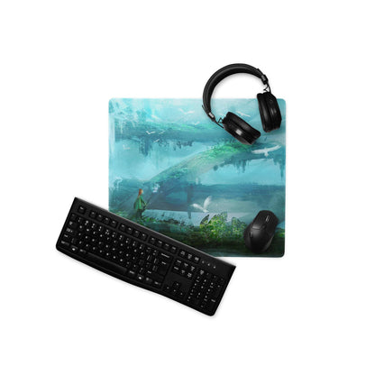 Oceanic Forest Mystic Pad - Oceanic Forest Blue Teal Gaming Desk Immersive Mood Decor Large Mouse Pad Digital Painting