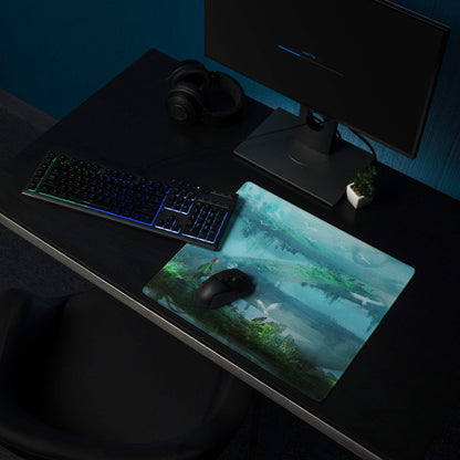 Oceanic Forest Mystic Pad - Oceanic Forest Blue Teal Gaming Desk Immersive Mood Decor Large Mouse Pad Digital Painting