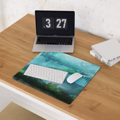 Oceanic Forest Mystic Pad - Oceanic Forest Blue Teal Gaming Desk Immersive Mood Decor Large Mouse Pad Digital Painting