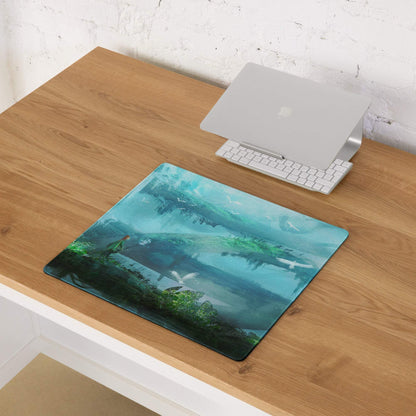 Oceanic Forest Mystic Pad - Oceanic Forest Blue Teal Gaming Desk Immersive Mood Decor Large Mouse Pad Digital Painting