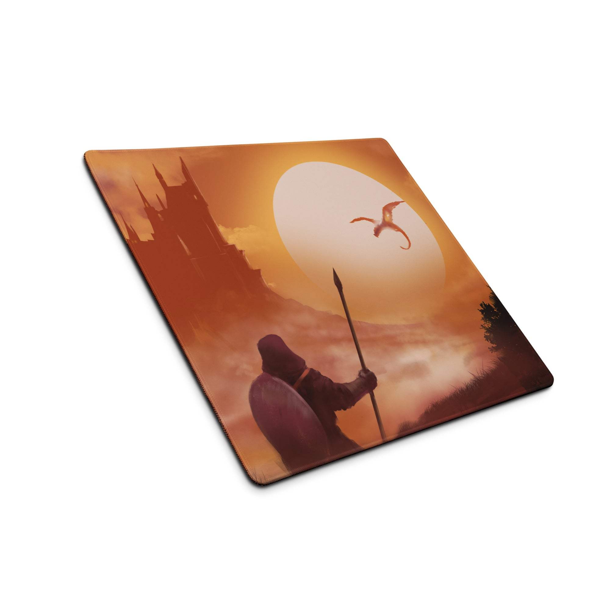 Sunset Castle Gamer Mouse Pad - Gaming Mouse Pad Orange Sunset Desk Setup Modern Epic Mood Fantasy Decor Digital Art