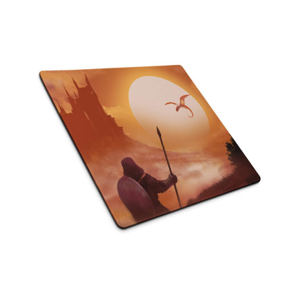 Sunset Castle Gamer Mouse Pad - Gaming Mouse Pad Orange Sunset Desk Setup Modern Epic Mood Fantasy Decor Digital Art