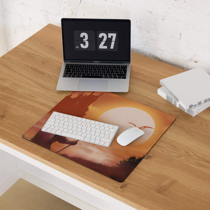 Sunset Castle Gamer Mouse Pad - Gaming Mouse Pad Orange Sunset Desk Setup Modern Epic Mood Fantasy Decor Digital Art