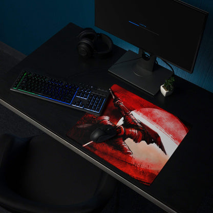 Crimson Fury Gaming Mouse Pad - Gaming Mouse Pad Red Black For Desk Anime Art Large Non Slip Edge Stitch Digital Print