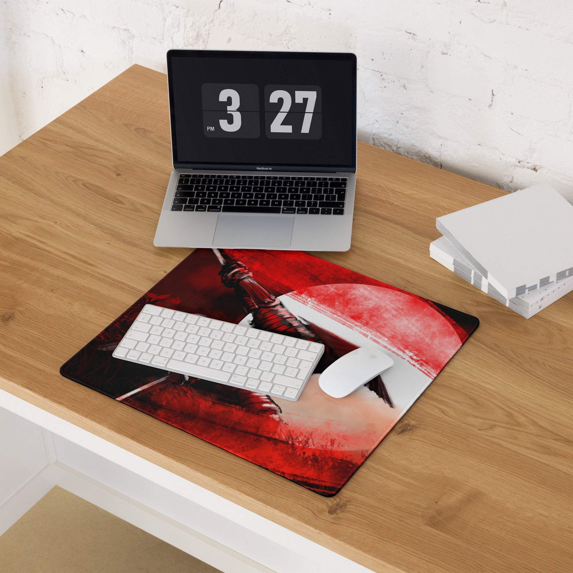Crimson Fury Gaming Mouse Pad - Gaming Mouse Pad Red Black For Desk Anime Art Large Non Slip Edge Stitch Digital Print