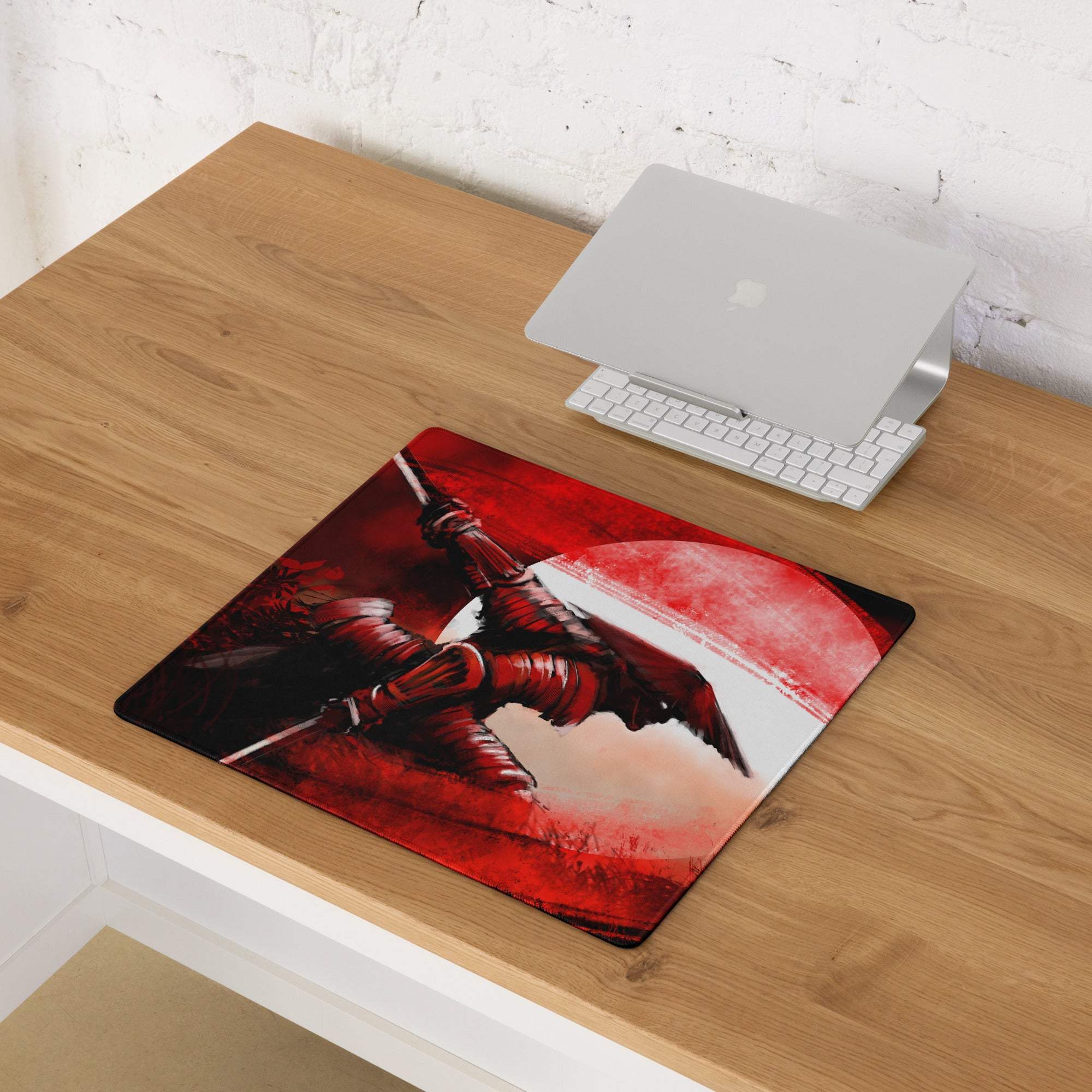 Crimson Fury Gaming Mouse Pad - Gaming Mouse Pad Red Black For Desk Anime Art Large Non Slip Edge Stitch Digital Print