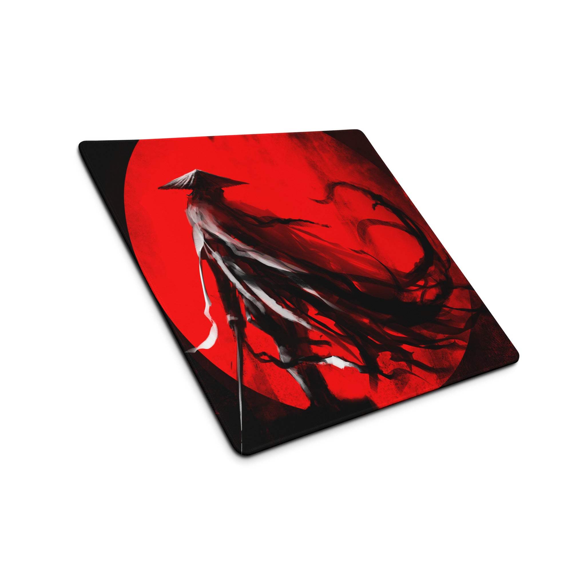 Crimson Oni Gaming Mouse Pad - Oni Red Black Gaming Desk Cyberpunk Intense Moody Minimalist Gamer Large Non Slip Stitched