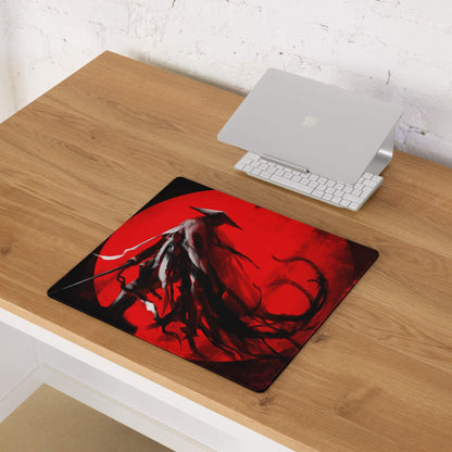 Crimson Oni Gaming Mouse Pad - Oni Red Black Gaming Desk Cyberpunk Intense Moody Minimalist Gamer Large Non Slip Stitched