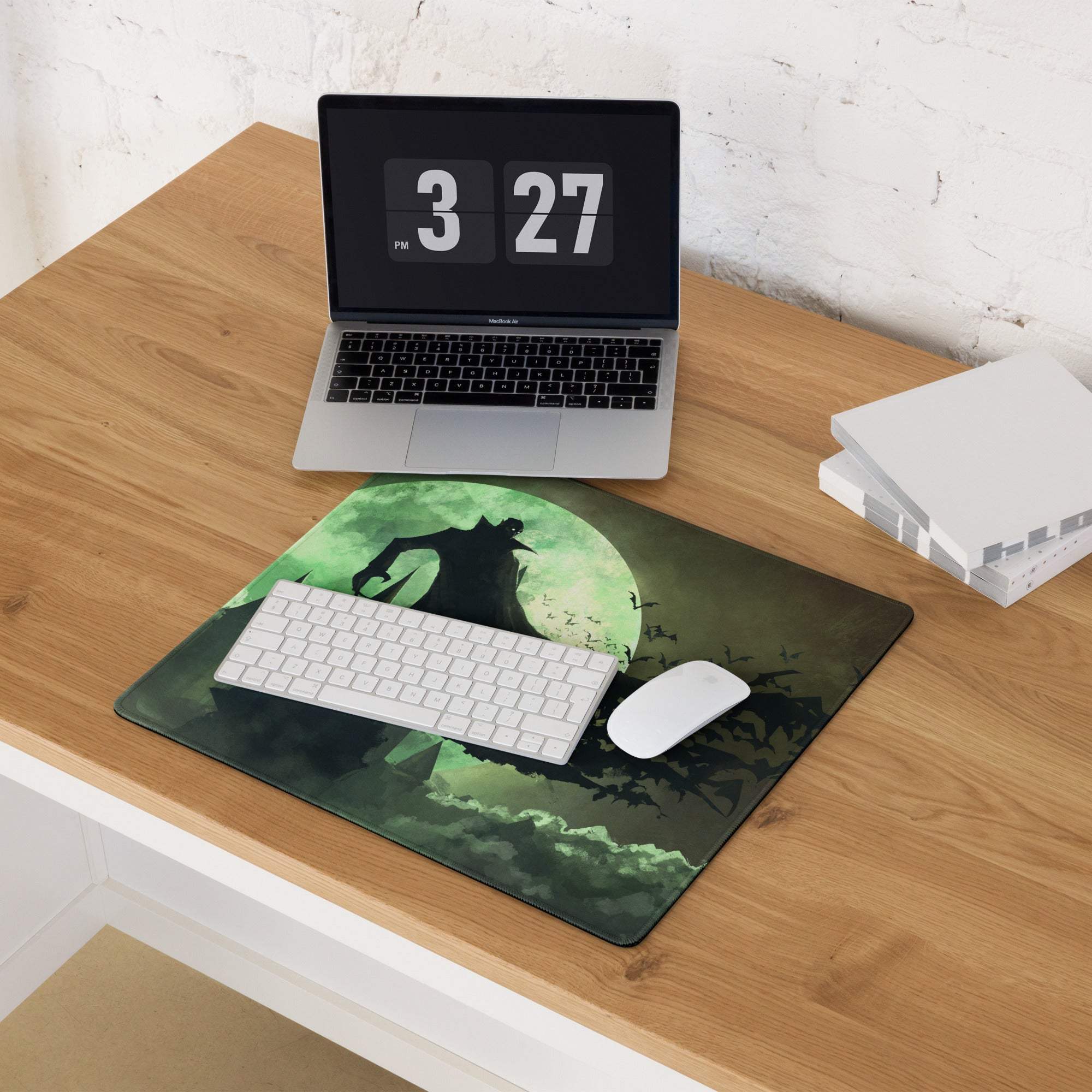 Gothic Night Realm Gaming Pad - Gaming Mouse Pad Emerald Green Black Desk Dark Atmosphere Gothic Decor Fantasy Print
