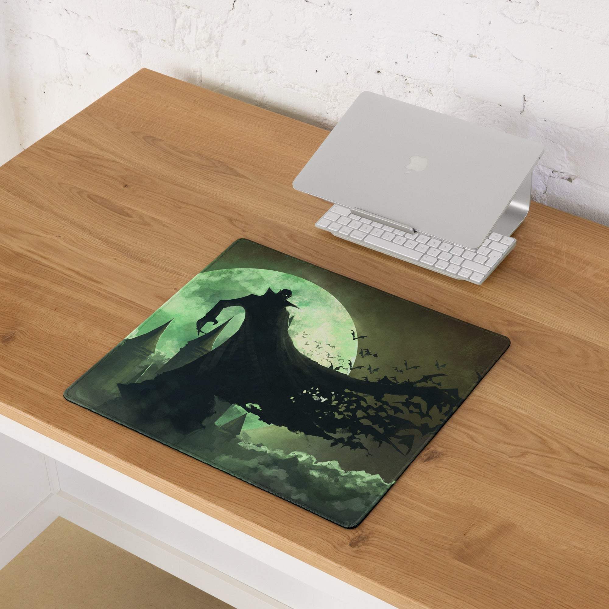 Gothic Night Realm Gaming Pad - Gaming Mouse Pad Emerald Green Black Desk Dark Atmosphere Gothic Decor Fantasy Print