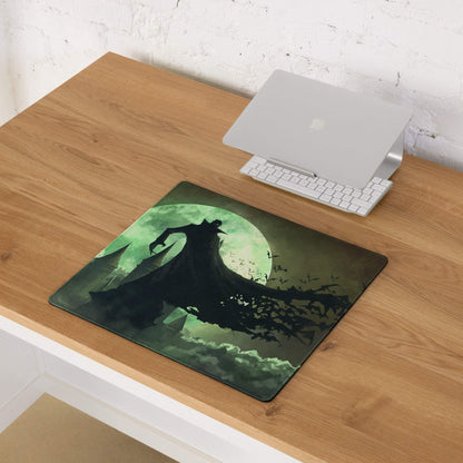 Gothic Night Realm Gaming Pad - Gaming Mouse Pad Emerald Green Black Desk Dark Atmosphere Gothic Decor Fantasy Print