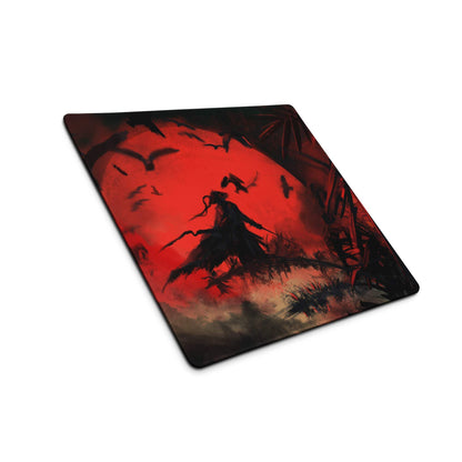 Crimson Fury Gaming Mouse Pad - Gaming Mouse Pad Red Black Desk Abstract Intense Techno Esports Large Size Digital Art