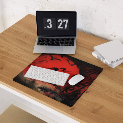 Crimson Fury Gaming Mouse Pad - Gaming Mouse Pad Red Black Desk Abstract Intense Techno Esports Large Size Digital Art
