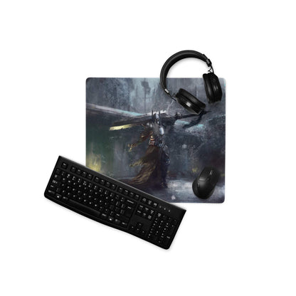 Cosmic Battle Gaming Mouse Pad - Gaming Mouse Pad Blue Black Gray Desk Setup Art Moody Futuristic SciFi Desk Decor