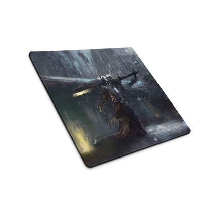 Cosmic Battle Gaming Mouse Pad - Gaming Mouse Pad Blue Black Gray Desk Setup Art Moody Futuristic SciFi Desk Decor