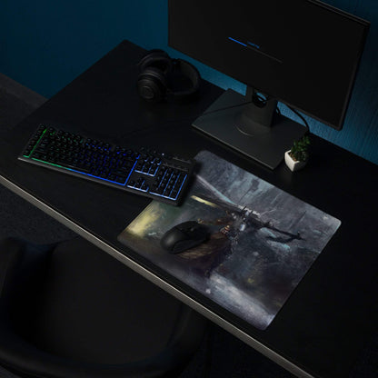Cosmic Battle Gaming Mouse Pad - Gaming Mouse Pad Blue Black Gray Desk Setup Art Moody Futuristic SciFi Desk Decor