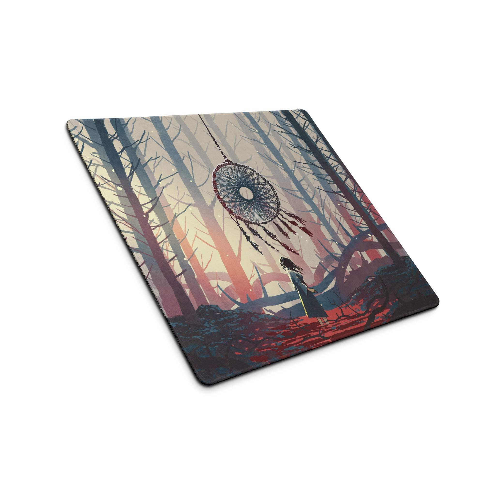 Dream Forest Dreamcatcher Pad - Forest Scene Blue Pink Desk Gaming Illustration Dreamy Mood Modern Boho Fantasy Art
