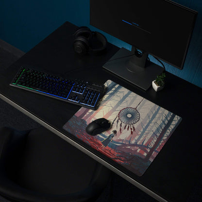 Dream Forest Dreamcatcher Pad - Forest Scene Blue Pink Desk Gaming Illustration Dreamy Mood Modern Boho Fantasy Art