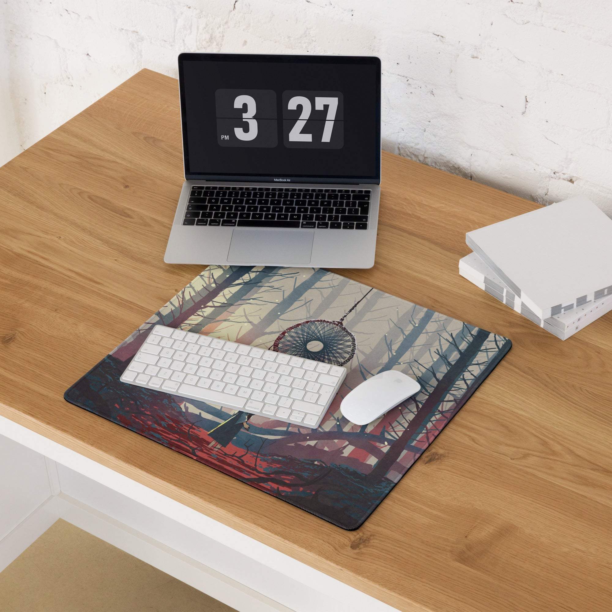 Dream Forest Dreamcatcher Pad - Forest Scene Blue Pink Desk Gaming Illustration Dreamy Mood Modern Boho Fantasy Art