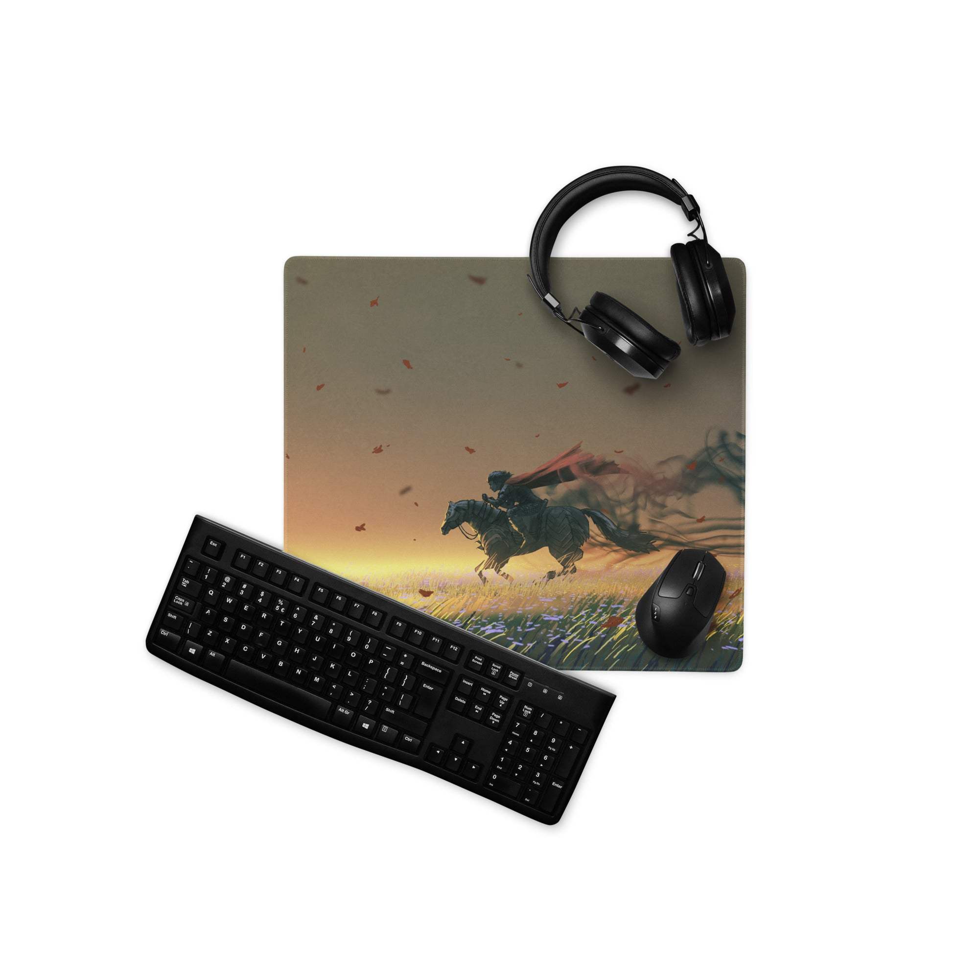 Epic Sunset Warrior Gaming Mouse Pad - Gaming Mouse Pad Orange Sunset Hues Gaming Desk Setup Cinematic Art Epic Mood