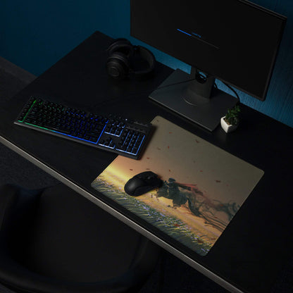 Epic Sunset Warrior Gaming Mouse Pad - Gaming Mouse Pad Orange Sunset Hues Gaming Desk Setup Cinematic Art Epic Mood