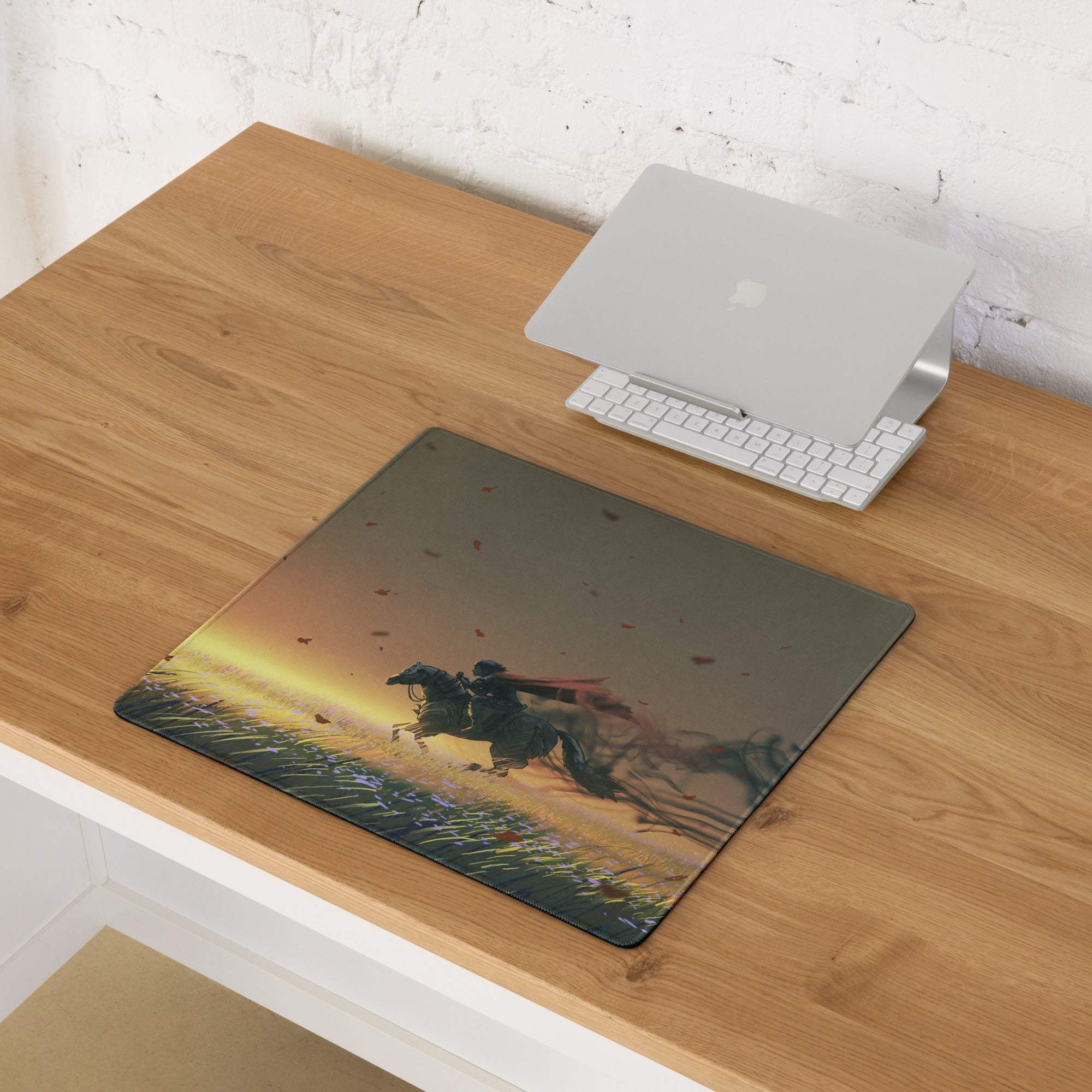 Epic Sunset Warrior Gaming Mouse Pad - Gaming Mouse Pad Orange Sunset Hues Gaming Desk Setup Cinematic Art Epic Mood